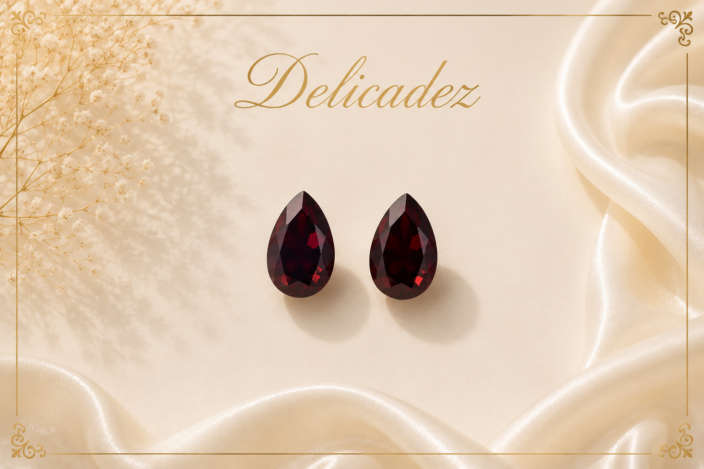 Aretes Gota Rubí – Bañados en Oro Blanco 18K