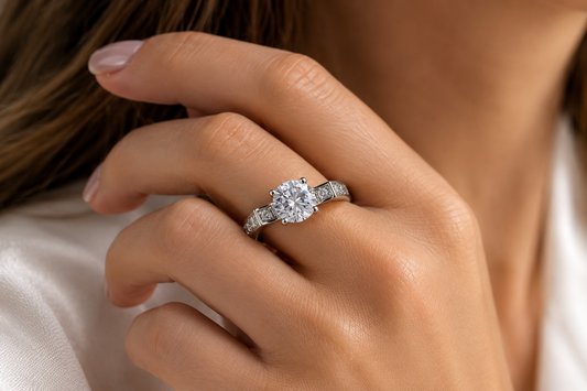 Anillo Solitario Elegance – Bañado en Oro Blanco 18K